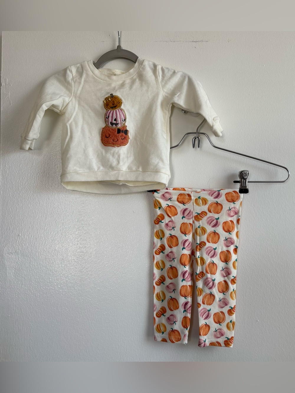 Chick Pea 2pc Embroidered Sweatshirt & Pumpkin Pants Halloween Fall Set 6-9M
